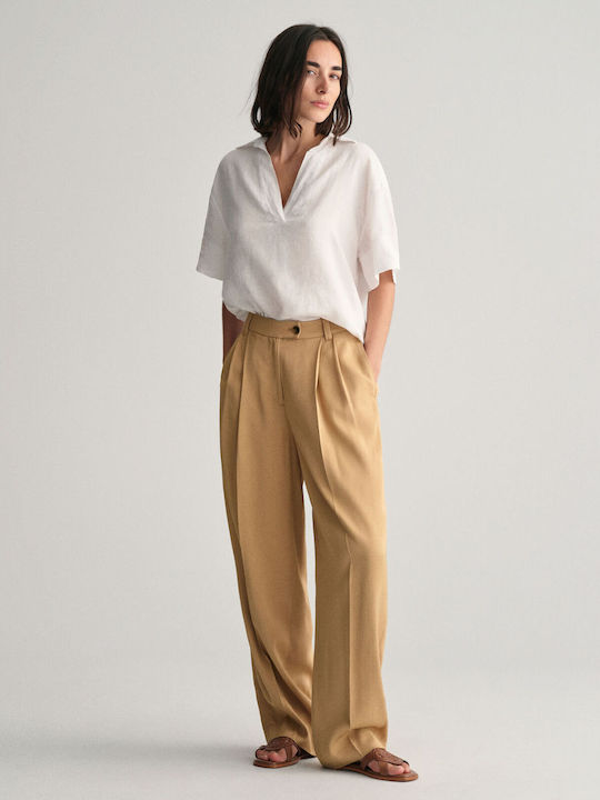 Gant Women's Linen Short Sleeve Shirt White