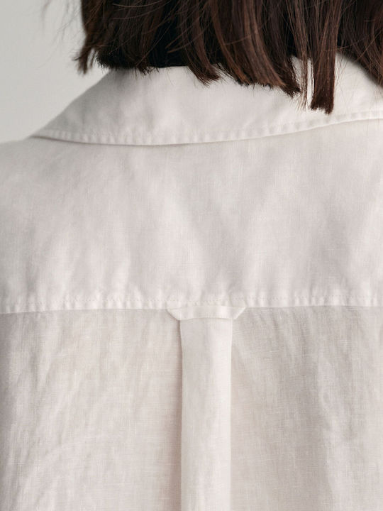Women's Linen Short Sleeve Shirt White