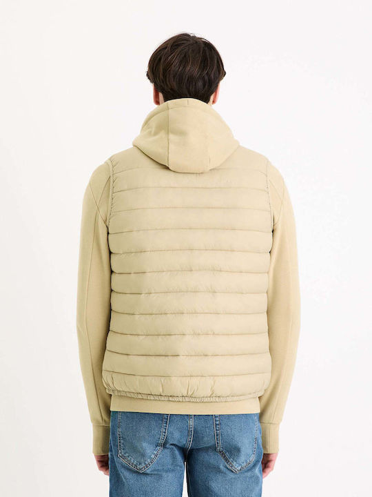 Celio Ärmellos Herren Winter Jacke Lässig Beige