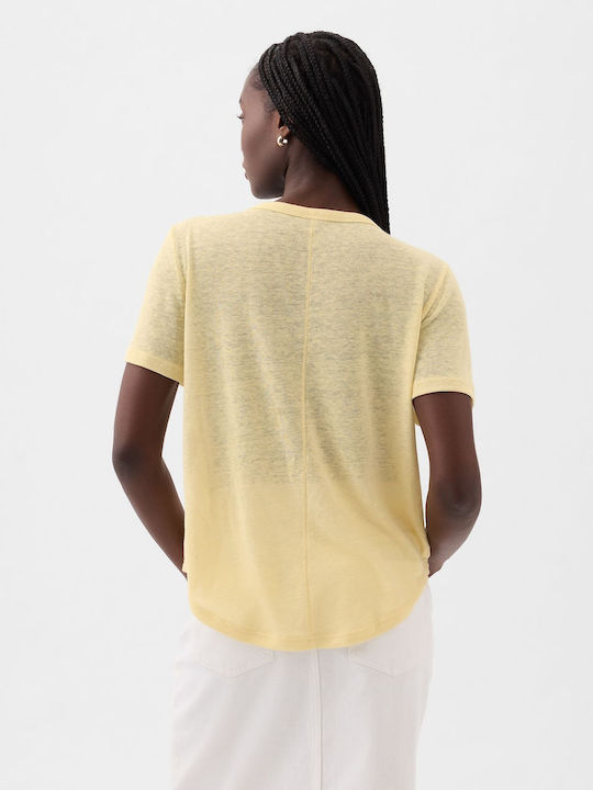 GAP Linen-blend Bluză Sportivă pentru Femei Maize Yellow