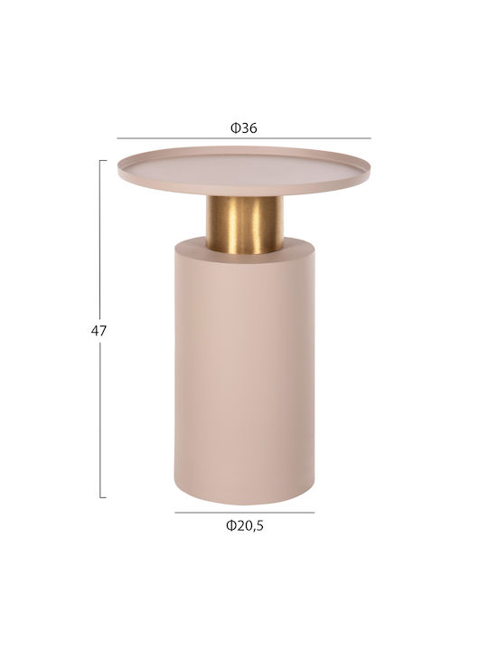 Round Metal Side Table Ecru 36x36x47cm