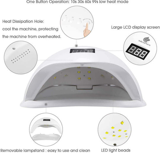 5 Uvled Лампа за изпичане на нокти UV / LED 48W Бял