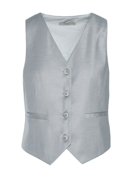 Milla Women's Vest with Buttons Gray