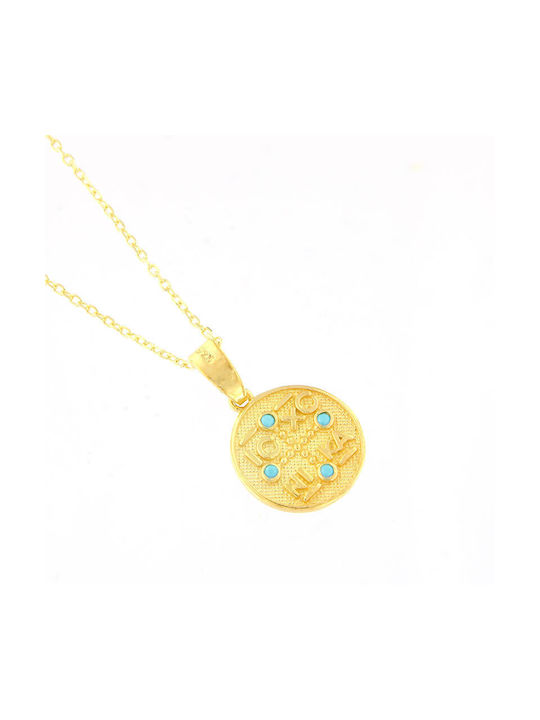Ηώς Halskette Konstantin Amulett mit Steinen aus Vergoldet Silber