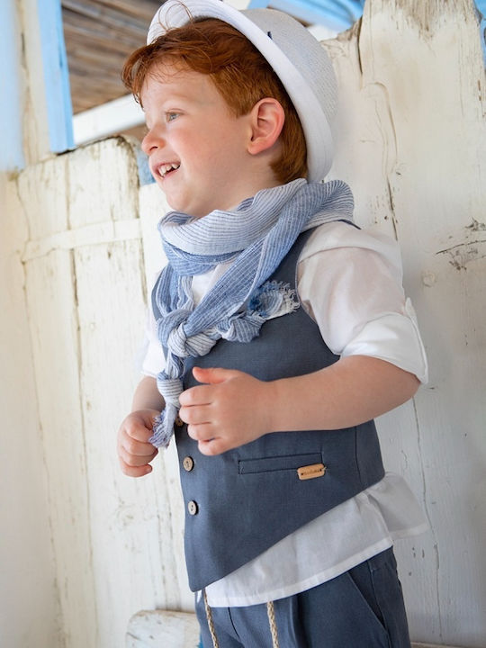 Bambolino Baptism Suit With Vest For Boy Kiriakos Blue 7 Pieces