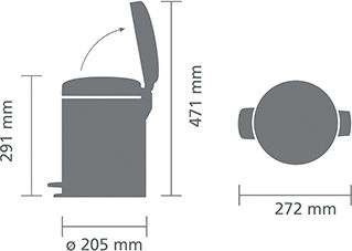 Brabantia Metallisch Badezimmer Mülleimer 5Es Gray