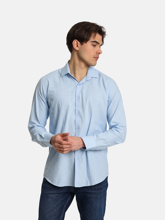 Paco & Co Men's Shirt Long Sleeve Linen Light Blue