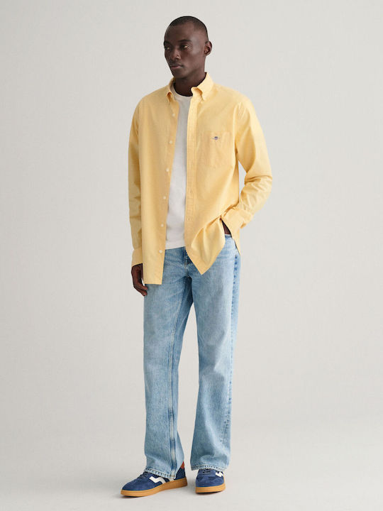 Gant Men's Shirt Long Sleeve Cotton Yellow