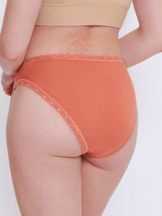 Βαμβακερά High Waist Women's Slip 3Pack with Lace Candle-grey