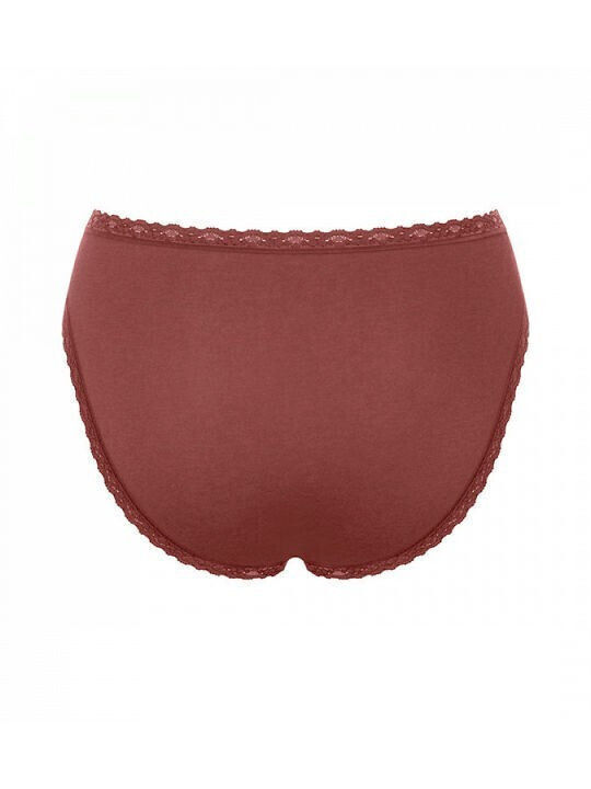 Βαμβακερά High Waist Women's Slip 3Pack with Lace Candle-grey