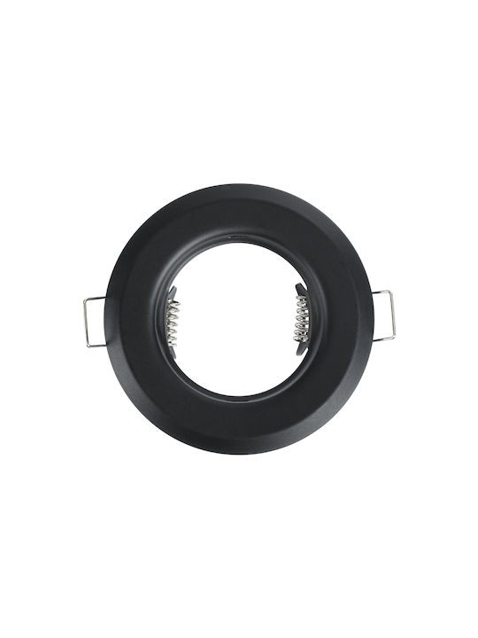 GloboStar Delta Round Metallic Frame for Spot GU5.3 Black 8.3x8.3cm. 1pcs