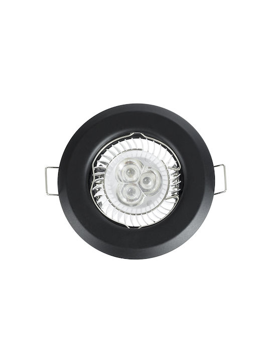 GloboStar Delta Round Metallic Frame for Spot GU5.3 Black 8.3x8.3cm. 1pcs