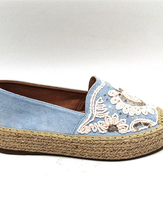 Super Mode Women's Suede Espadrilles Light Blue