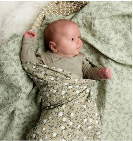 A Little Lovely Company Muslin Swaddle Wrap Dark Sage Green 120x120cm.