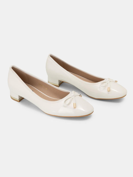 Bozikis Synthetic Leather White Low Heels