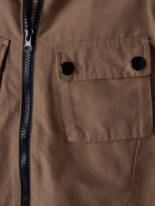 Kinder Freizeitjacke Winddicht mit Kapuze TAN