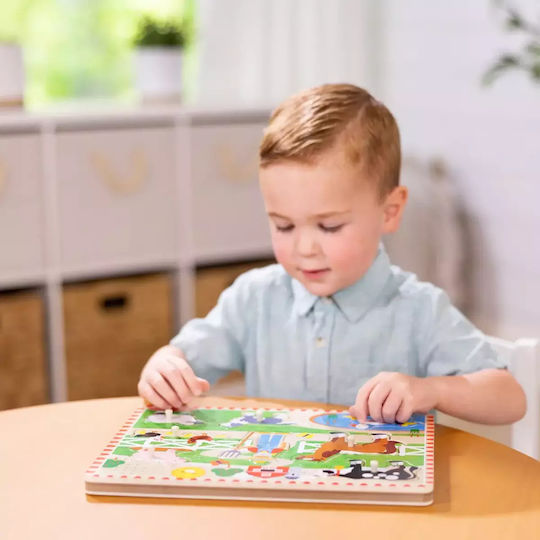 Дървено Детски Пъзел с Шипове Old MacDonald's Farm за Над 2 години+ Години 8бр Melissa & Doug