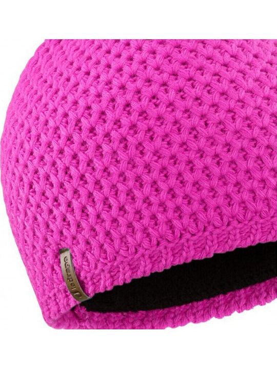 Pom Pom Beanie Beanie Knitted in Fuchsia color
