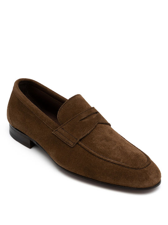 Perlapura Men's Suede Moccasins Tabac Brown