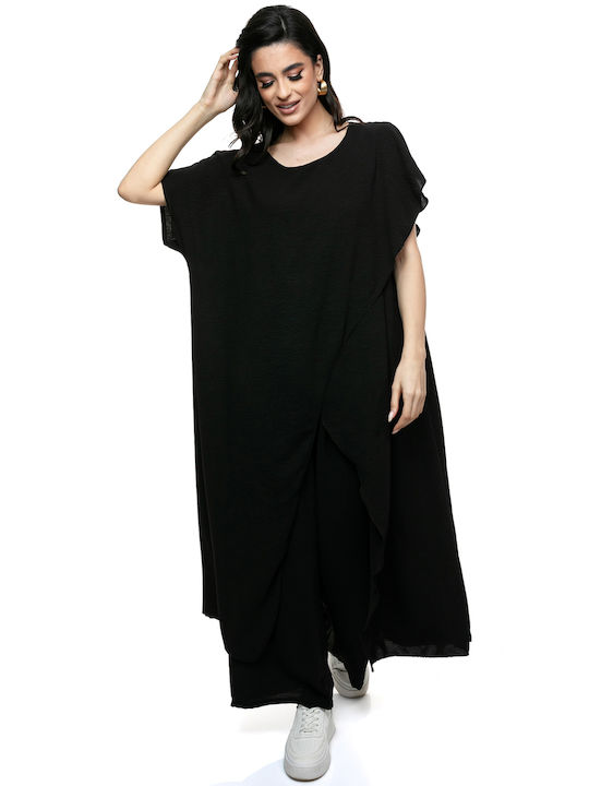 Women's Black Set with Trousers in Loose Fit