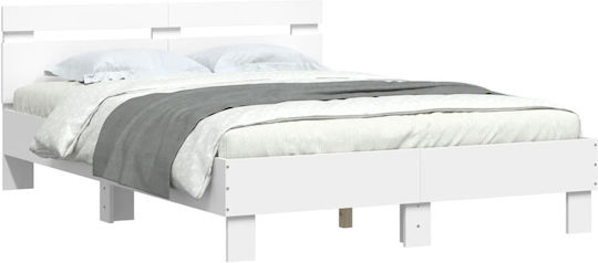 Pat Semi-dublu Alb cu Lamele pentru Saltea 120x190cm