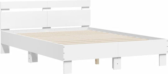 Pat Semi-dublu Alb cu Lamele pentru Saltea 120x190cm