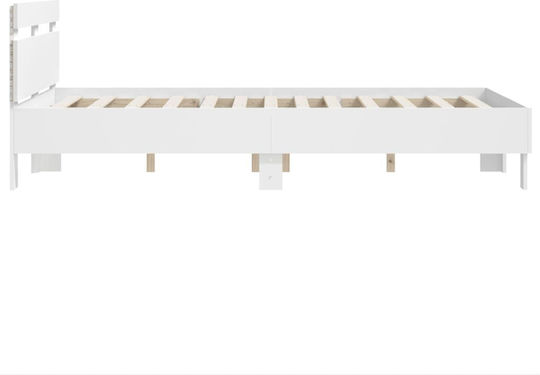 Pat Semi-dublu Alb cu Lamele pentru Saltea 120x190cm