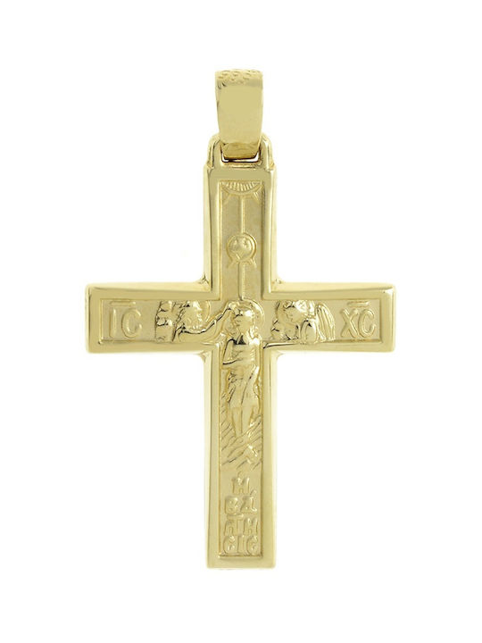 Kreuz Männer doppelseitigen Kreuz Senzio Sammlung von K14 Gelb & Weißgold St1318