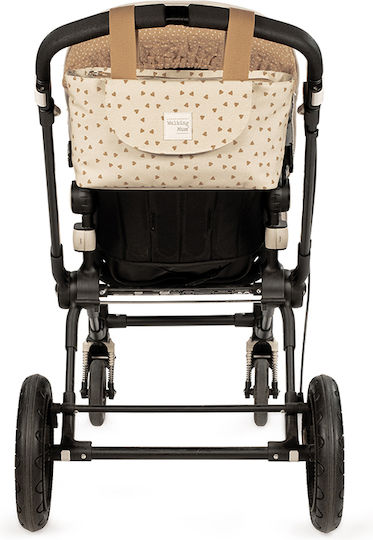 Walking Mum Beige Stroller Organizer Poppy Cinnamon Hearts