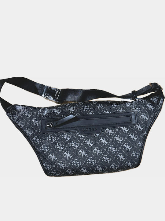 Guess Vezzola Belt Bag Black Grey Τσαντα Μεσης Μαυρο Γκρι