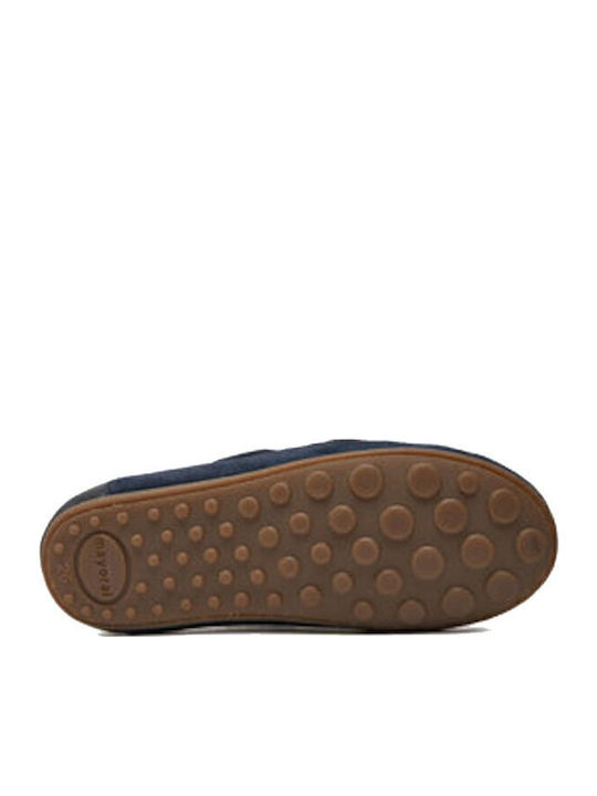 Boys Leather Moccasins Navy Blue