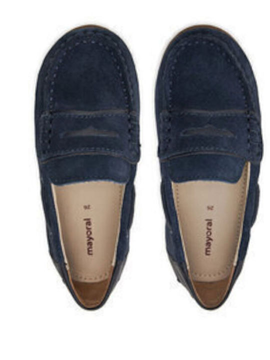 Boys Leather Moccasins Navy Blue
