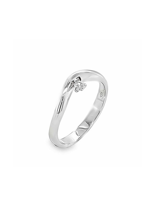 18K White Gold Mono Ring with Diamond Rn09414