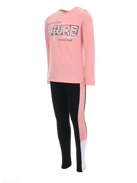 Nek Kids Wear Kinder Set mit Leggings Winter 2Stück Pink Black