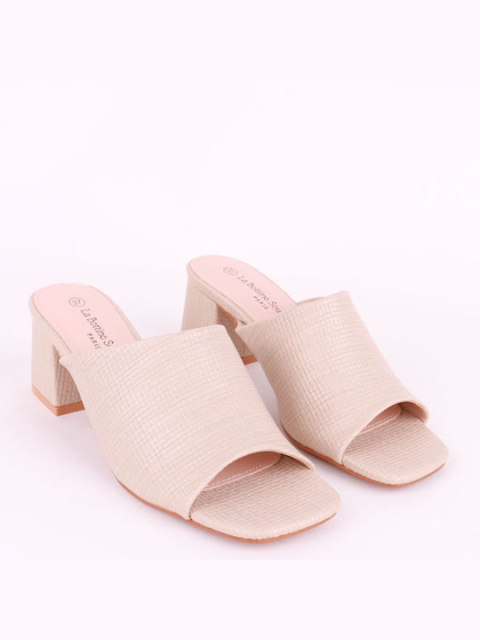 La Bottine Souriante Heel Mules Beige