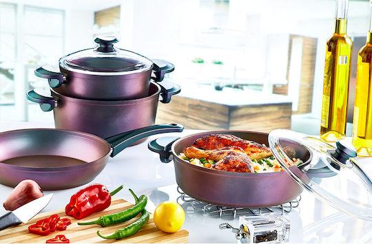 OMS Collection Kochgeschirr-Set aus Aluminium Violett 7-teilig