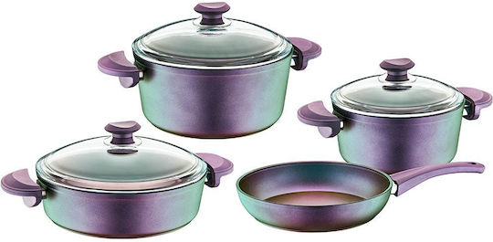 OMS Collection OMS Collection Kochgeschirr-Set aus Aluminium Violett mit Antihaftbeschichtung 4-tlg