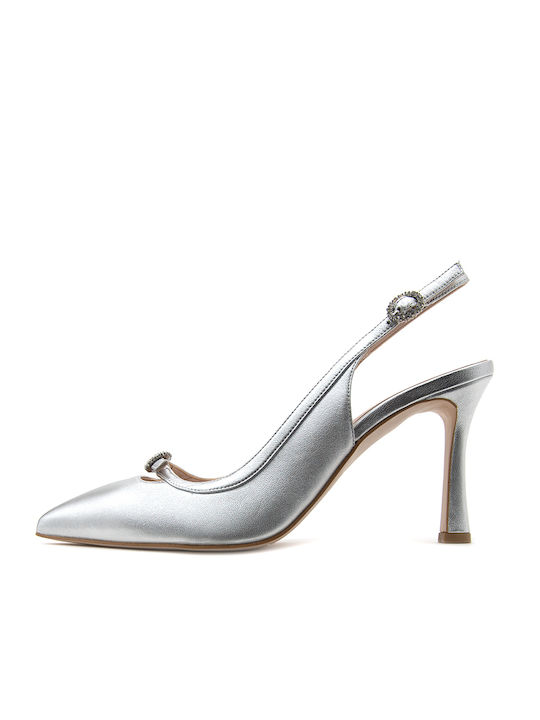 Fardoulis Leather Silver High Heels