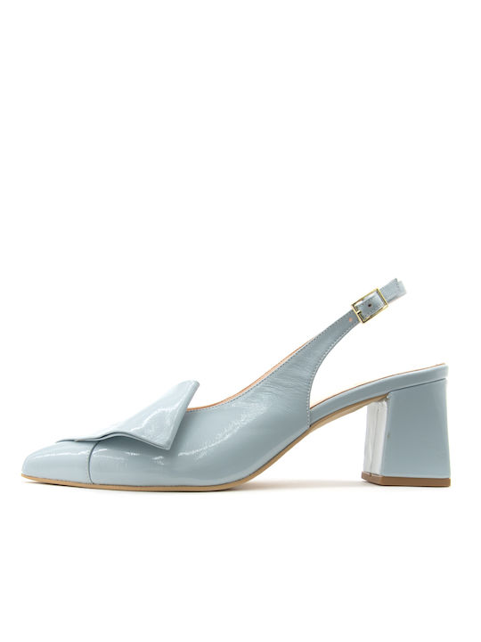 Bacali Collection Patent Leather Light Blue Medium Heels