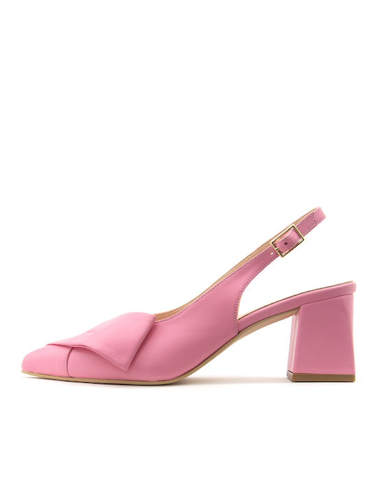 Bacali Collection Leder Pumps mit mittelhohem Absatz Rosa