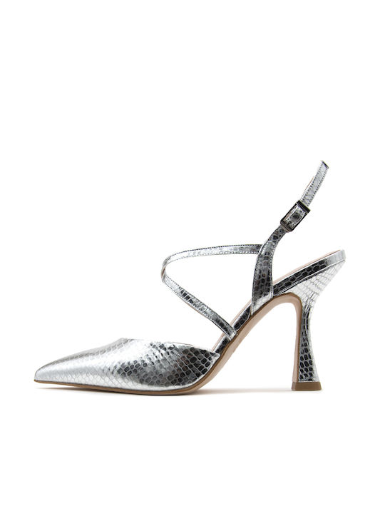 Fardoulis Leather Silver High Heels