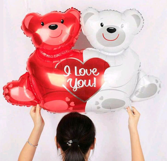 Balloon Teddy Bears Red White Valentine's Day Balloon I Love You I Love You with Heart 52x80cm (tatu Moyo)
