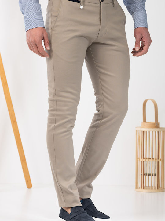 Trousers Chino Elastic in Slim Fit Beige