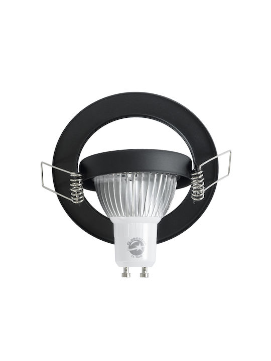 GloboStar Delta Round Metallic Frame for Spot GU5.3 Black 9.2x9.2cm. 1pcs
