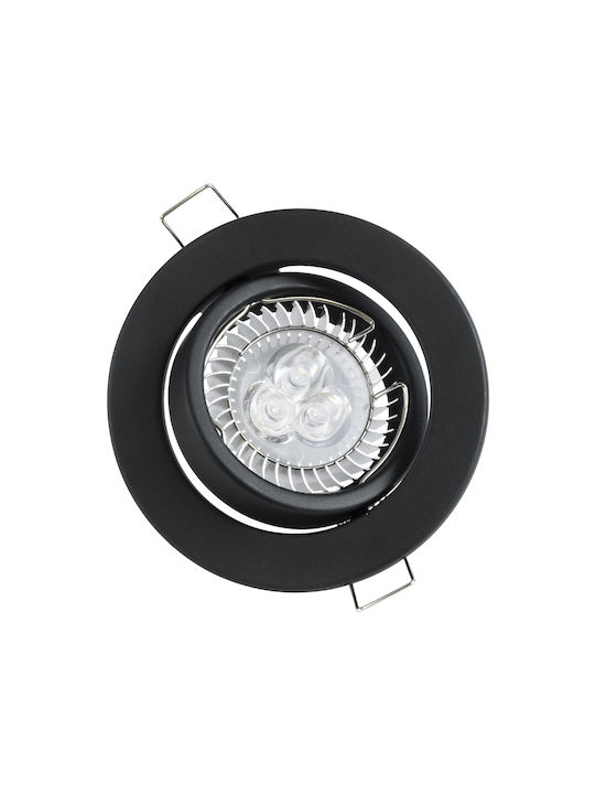 GloboStar Delta Round Metallic Frame for Spot GU5.3 Black 9.2x9.2cm. 1pcs