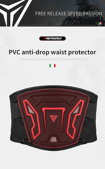 Motowolf Safety Belt For Motorcyclists With Elastic Cushion And Adjustable Fastening System, Ideal For Motorcycle Rides, Red