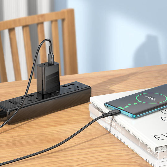 Borofone USB 2.0 Cable USB-C male - USB-A 20W Μαύρο 1m