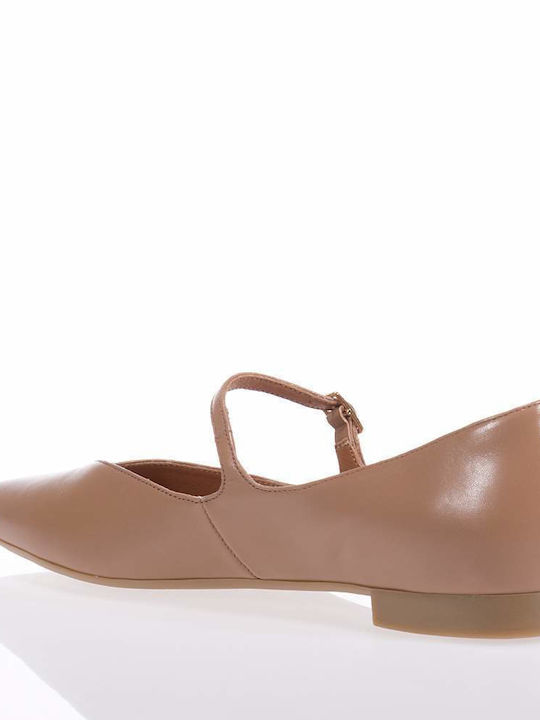 Toutounis Lederne Damen Ballerinas Spitz zulaufend in Tabac Braun Farbe