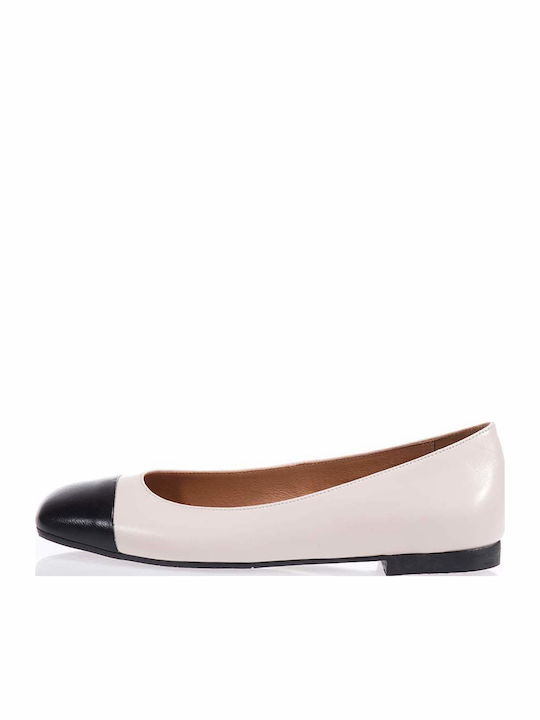 Lederne Damen Ballerinas in Beige Farbe