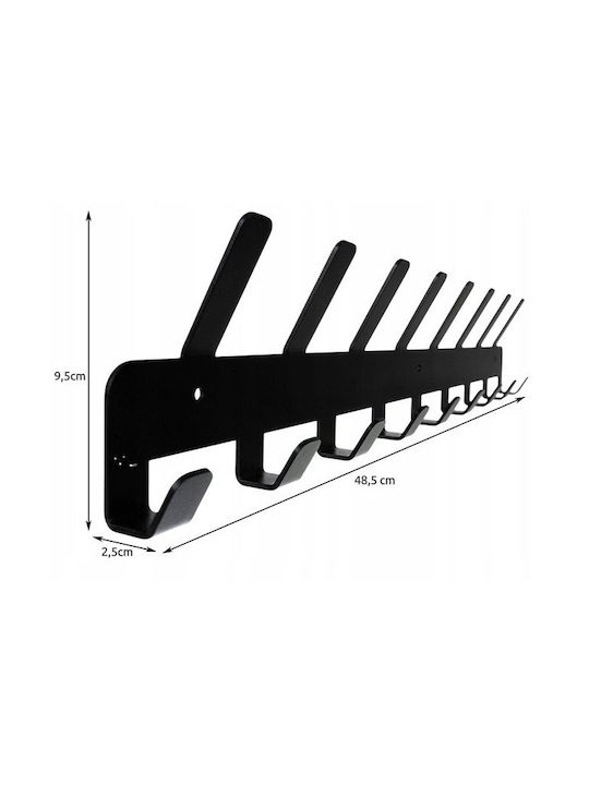 Cremastă de Perete Metalică cu 17 Compartimente Neagră 48.3x2.5x9.5cm